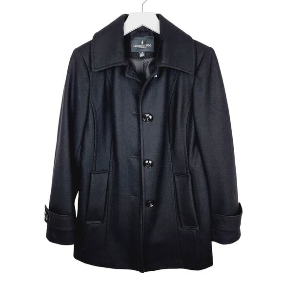 London Fog Black Pea Coat - Picture 1 of 5